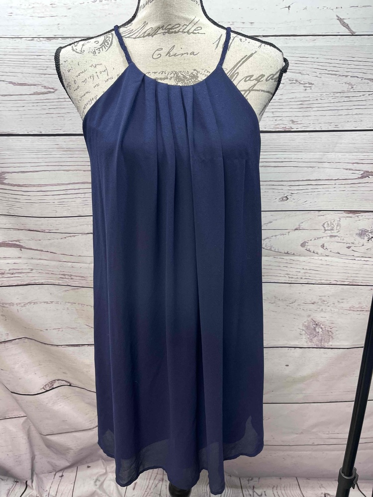 Soprano Navy Blue Spaghetti Strap‎ A-Line Dress Tie Back Small